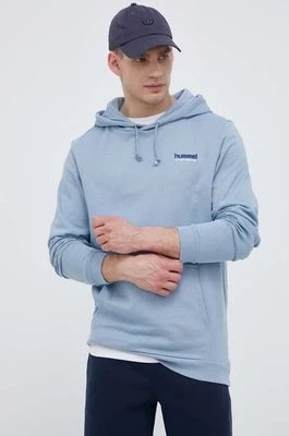 Zdjęcie produktu Hummel bluza bawełniana męska kolor niebieski z kapturem z nadrukiem
