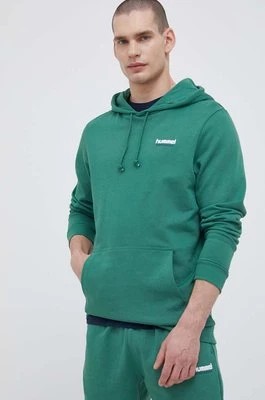 Zdjęcie produktu Hummel bluza bawełniana męska kolor zielony z kapturem z nadrukiem