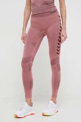Zdjęcie produktu Hummel legginsy treningowe First kolor różowy wzorzyste