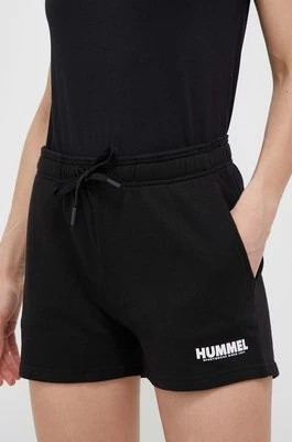 Zdjęcie produktu Hummel szorty bawełniane hmlLEGACY WOMAN SHORTS kolor czarny gładkie medium waist 219478