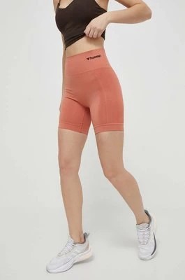 Zdjęcie produktu Hummel szorty treningowe hmlTIF SEAMLESS SHORTS kolor pomarańczowy gładkie high waist 214151