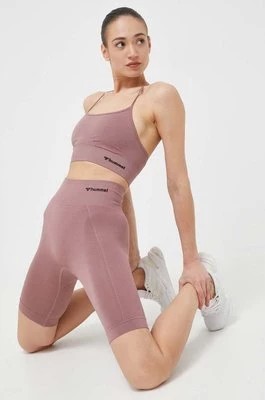 Zdjęcie produktu Hummel szorty treningowe Tif kolor różowy gładkie high waist
