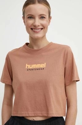 Zdjęcie produktu Hummel t-shirt bawełniany damski kolor brązowy
