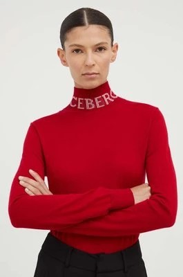 Zdjęcie produktu Iceberg sweter wełniany damski kolor czerwony lekki z golfem