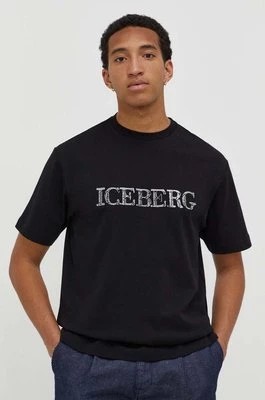 Zdjęcie produktu Iceberg t-shirt bawełniany męski kolor czarny z nadrukiem