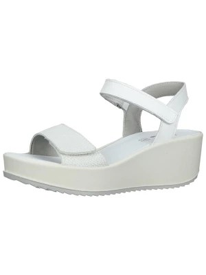 Zdjęcie produktu Imac Skórzane sandały w kolorze białym na koturnie rozmiar: 41