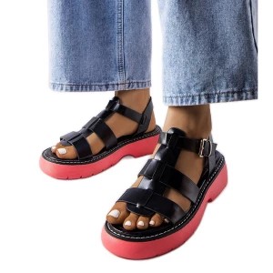 Zdjęcie produktu Inna Czarne sandały na różowej platformie Loli