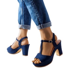 Zdjęcie produktu Inna Granatowe sandały na słupku Tearlach niebieskie