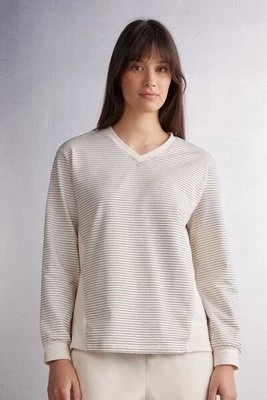 Zdjęcie produktu Intimissimi Bluzka z Dekoltem w Szpic Creamy Stripes Kobieta Naturalny Rozmiar