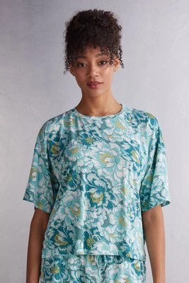 Zdjęcie produktu Intimissimi Bluzka z Krótkim Rękawem z Wiskozy Bambusowej Emerald Flower Kobieta Zielony Rozmiar