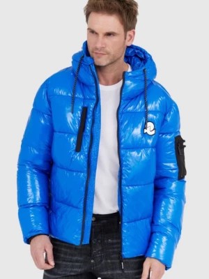 Zdjęcie produktu INVICTA Niebieska błyszcząca kurtka puchowa z logo