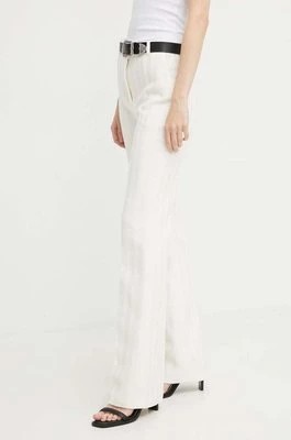 Zdjęcie produktu IRO spodnie lniane kolor beżowy dzwony high waist