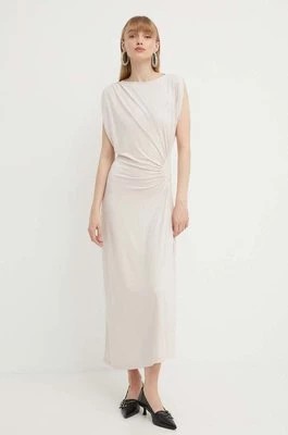 Zdjęcie produktu IRO sukienka kolor beżowy midi rozkloszowana