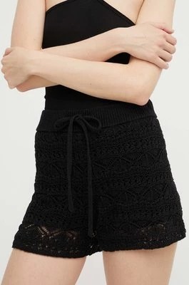 Zdjęcie produktu IRO szorty z domieszką lnu kolor czarny gładkie high waist