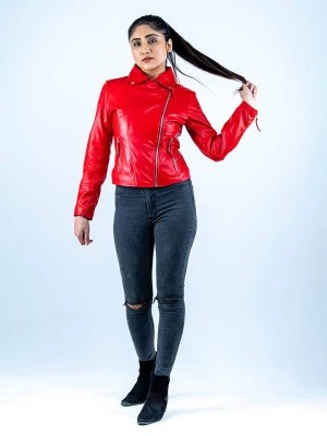 Zdjęcie produktu Isaco und Kawa Skórzana kurtka w kolorze czerwonym rozmiar: 34