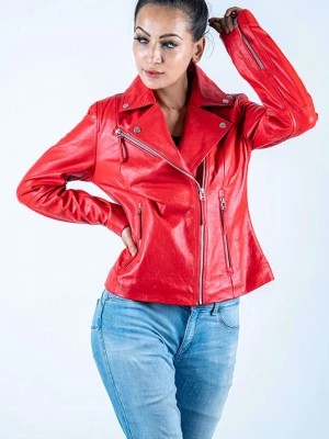 Zdjęcie produktu Isaco und Kawa Skórzana kurtka w kolorze czerwonym rozmiar: 40