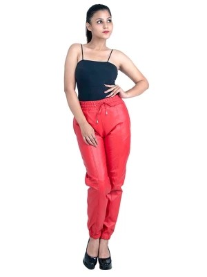 Zdjęcie produktu Isaco und Kawa Skórzane spodnie w kolorze czerwonym rozmiar: 34