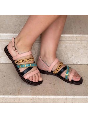 Zdjęcie produktu Isla Bonita by SIGRIS Skórzane sandały w kolorze brązowo-beżowo-niebieskim rozmiar: 39