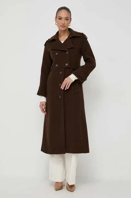 Zdjęcie produktu Ivy Oak płaszcz wełniany kolor brązowy przejściowy dwurzędowy