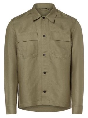 Zdjęcie produktu J.Lindeberg Męska koszula z dodatkiem lnu Mężczyźni Regular Fit Lyocell zielony jednolity,