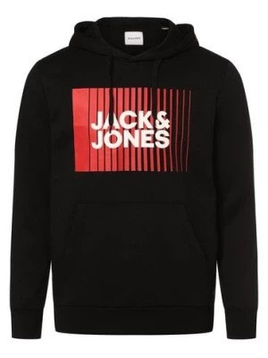 Zdjęcie produktu Jack & Jones Bluza męska z kapturem - JJECorp Mężczyźni czarny nadruk,