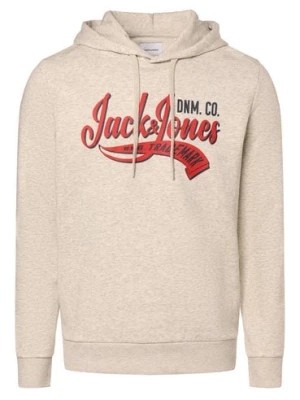 Zdjęcie produktu Jack & Jones Bluza męska z kapturem - JJElogo Mężczyźni beżowy|szary jednolity,