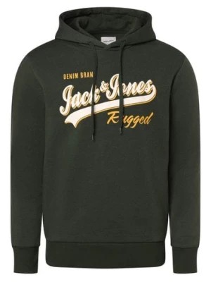 Zdjęcie produktu Jack & Jones Bluza męska z kapturem - JJElogo Mężczyźni zielony jednolity,