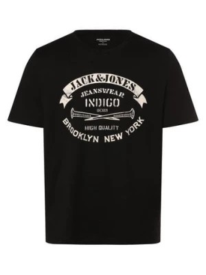 Zdjęcie produktu Jack & Jones Koszulka męska - JJEJeans Mężczyźni Bawełna czarny nadruk,