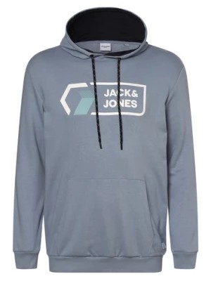 Zdjęcie produktu Jack & Jones Męska bluza z kapturem Mężczyźni Materiał dresowy niebieski nadruk,