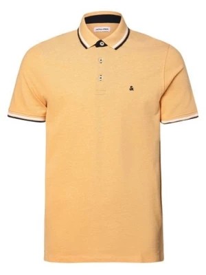 Zdjęcie produktu Jack & Jones Męska koszulka polo Mężczyźni Bawełna pomarańczowy wypukły wzór tkaniny,