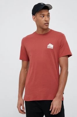Zdjęcie produktu Jack Wolfskin t-shirt bawełniany 10 kolor bordowy gładki