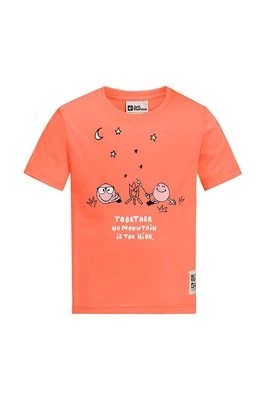 Zdjęcie produktu Jack Wolfskin t-shirt dziecięcy SMILEYWORLD CAMP kolor pomarańczowy z nadrukiem
