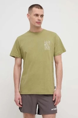 Zdjęcie produktu Jack Wolfskin t-shirt Jack Tent męski kolor zielony z nadrukiem 1809791