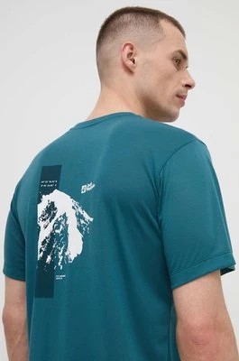 Zdjęcie produktu Jack Wolfskin t-shirt sportowy Vonnan kolor zielony z nadrukiem 1809941
