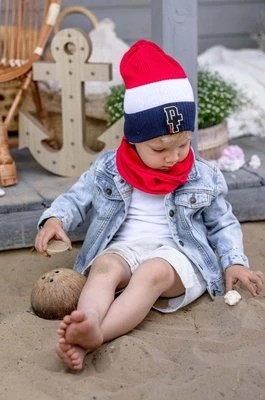 Zdjęcie produktu Jamiks czapka bawełniana dziecięca LEIF kolor bordowy z cienkiej dzianiny bawełniana