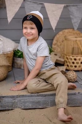 Zdjęcie produktu Jamiks czapka bawełniana dziecięca LEIF kolor czarny z cienkiej dzianiny bawełniana