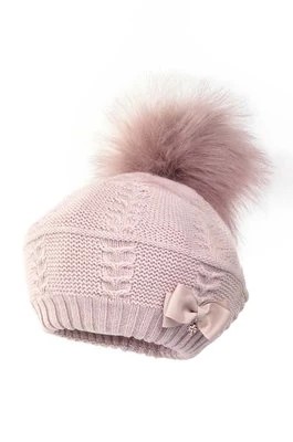 Zdjęcie produktu Jamiks czapka z domieszką wełny dziecięca ALDONZA II kolor różowy z cienkiej dzianiny