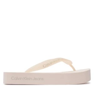 Zdjęcie produktu Japonki Calvin Klein Jeans Beach Sandal Flatform Logo YW0YW01092 Peach Blush/Oyster Mushroom TLL