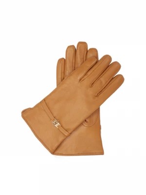 Zdjęcie produktu Jasnobrązowe rękawiczki ze złotym monogramem KAZAR