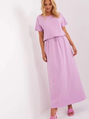 Zdjęcie produktu Jasnofioletowa lentnia sukienka basic z kieszeniami RELEVANCE