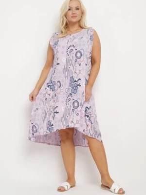 Zdjęcie produktu Jasnofioletowa Wiskozowa Sukienka z Dłuższym Tyłem bez Rękawów Fiema