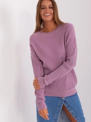 Zdjęcie produktu Jasnofioletowy damski sweter klasyczny we wzory