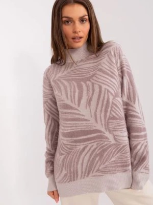 Zdjęcie produktu Jasnofioletowy sweter damski z golfem o kroju oversize