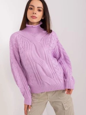 Zdjęcie produktu Jasnofioletowy sweter oversize z bufiastym rękawem