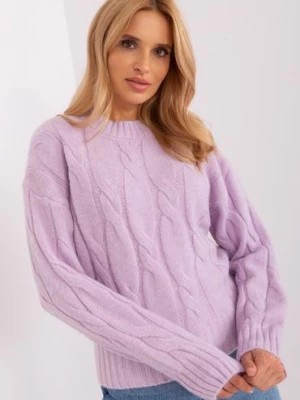 Zdjęcie produktu Jasnofioletowy sweter w warkocze z długim rękawem