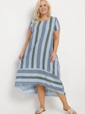 Zdjęcie produktu Jasnoniebieska Bawełniana Sukienka z Krótkim Rękawem Oceanima