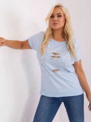 Zdjęcie produktu Jasnoniebieska bluzka plus size z nadrukiem RELEVANCE