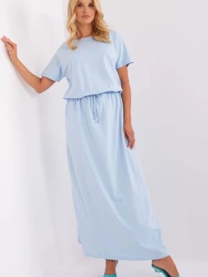 Zdjęcie produktu Jasnoniebieska maxi sukienka basic ze ściągaczem RELEVANCE