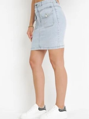 Zdjęcie produktu Jasnoniebieska Spódnica z Jeansu Mini z Kieszeniami Krey