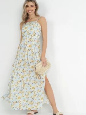 Zdjęcie produktu Jasnoniebieska Sukienka Maxi na Regulowanych Ramiączkach z Rozcięciem na Dole Alasima
